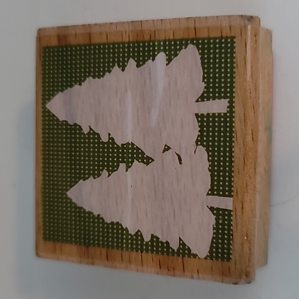 Stamp Craft 2 Evergreen Trees Footprints Wooden Rubber Stamp